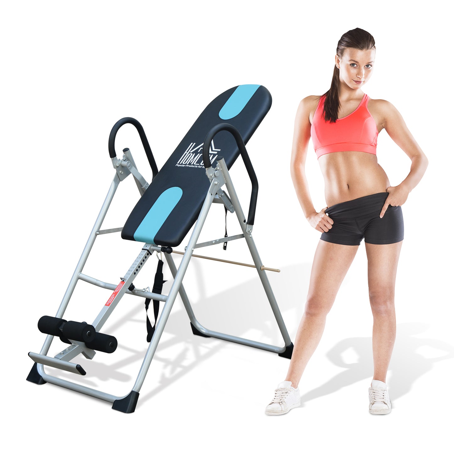 HOMCOM Fitness Workout Bench Gravity Inversion Exercise Bench-Silver