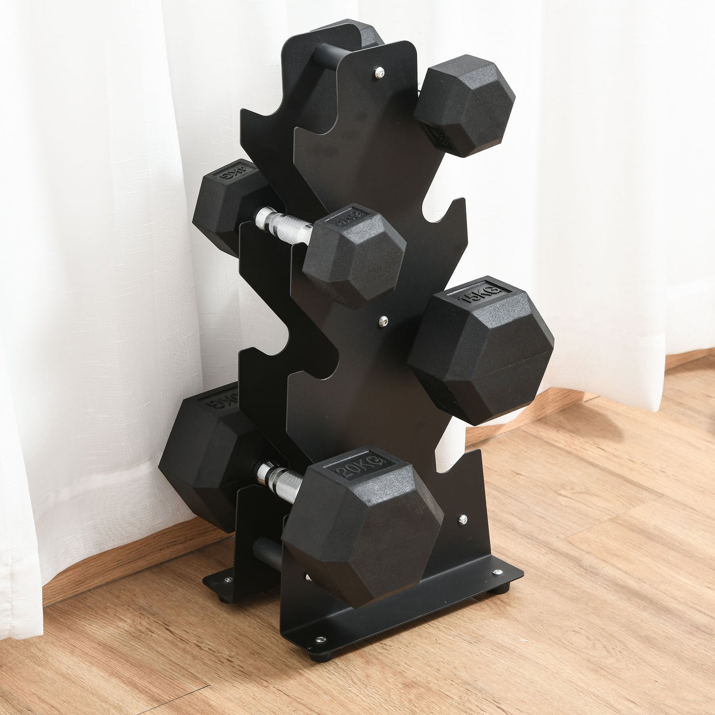 HOMCOM 20KG Single Rubber Hex Dumbbell Portable Hand Weights Dumbbell Home Gym