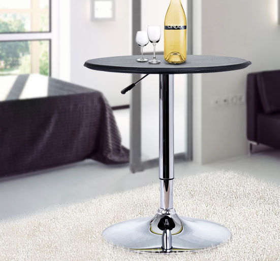 HOMCOM Chrome Steel Height Adjustable Round Bar Table Dinning Table Black