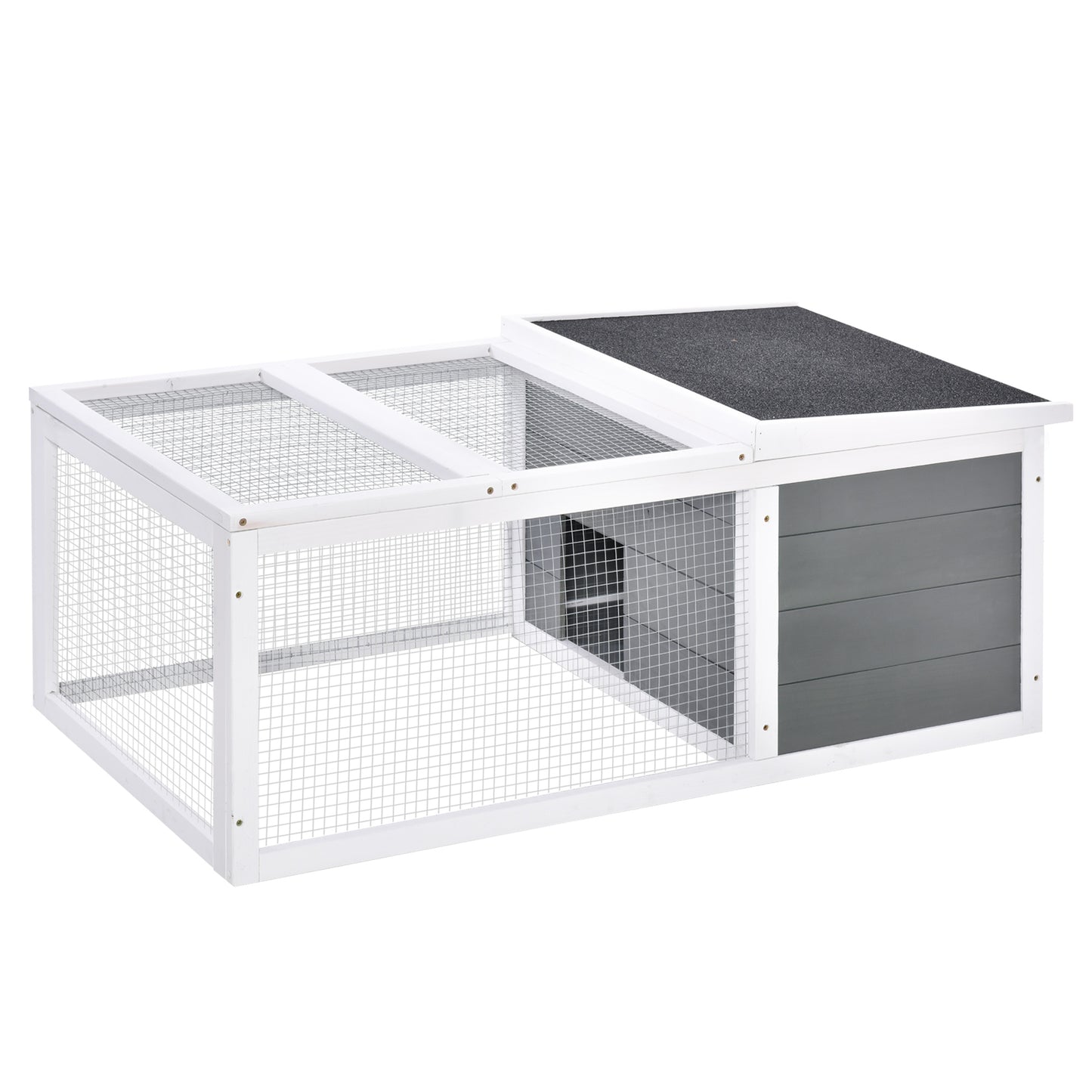 PawHut Rabbit Hutch Small Animal Cage Pet Run Cover, with Water-resistant Asphalt Roof