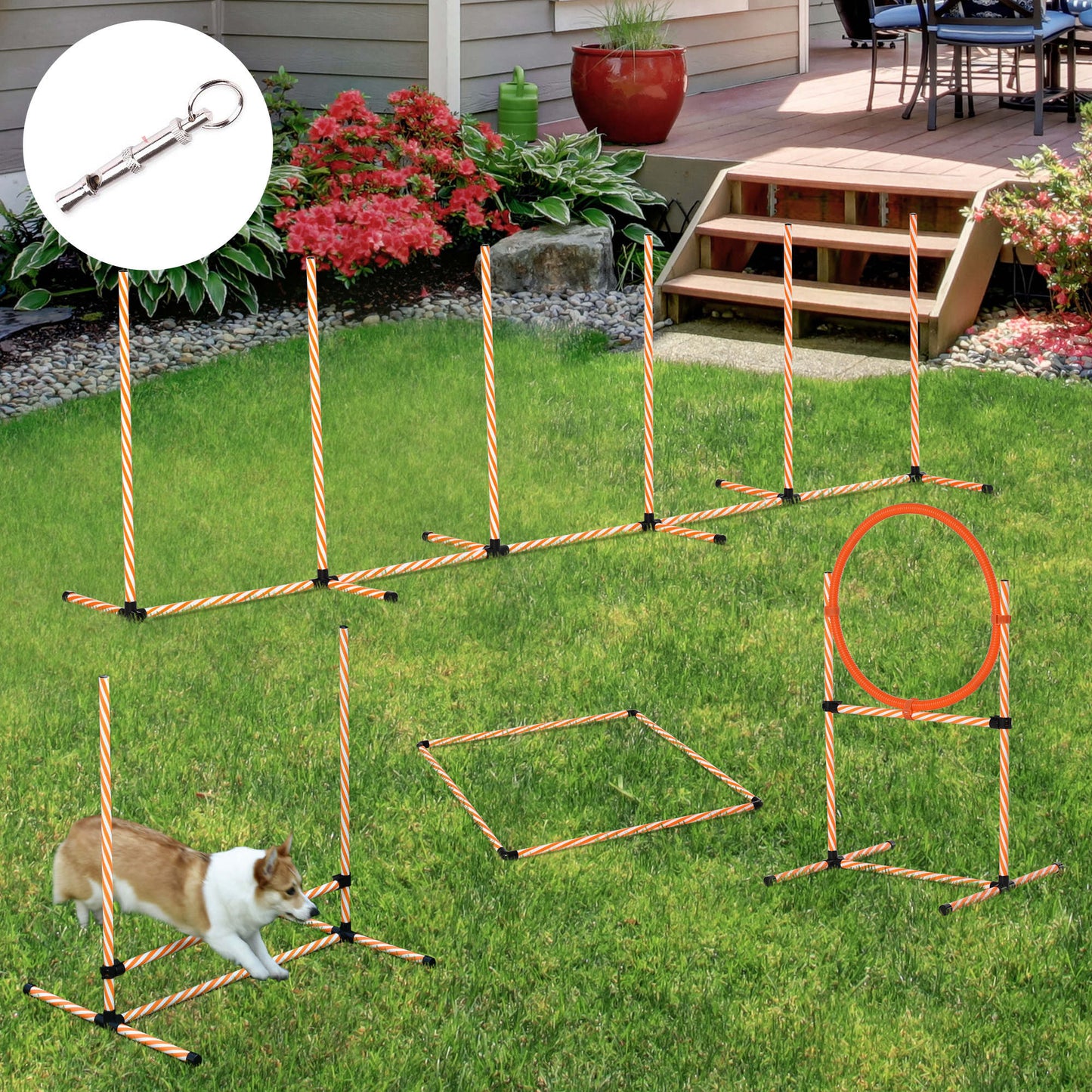 PawHut Pet Agility Training Equipment Dog Play Run Jump Hurdle Obedience Training Set