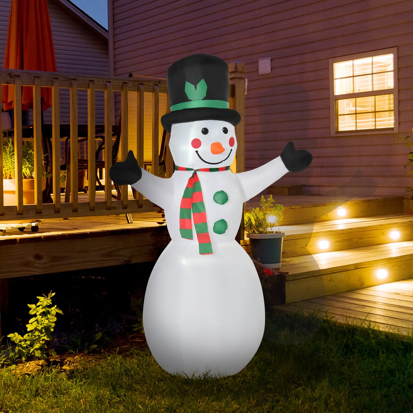 HOMCOM 1.8m Inflatable Snowman Decoration, Polyester-White