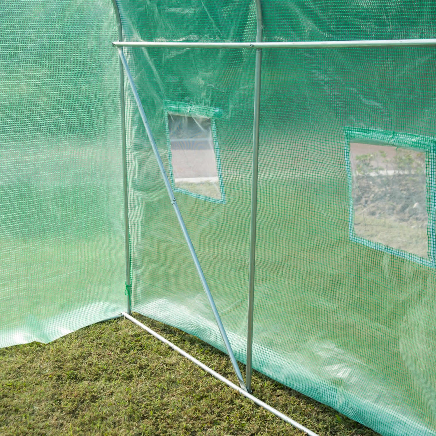 Outsunny 4x2 m Polytunnel Walk-in Greenhouse-Green