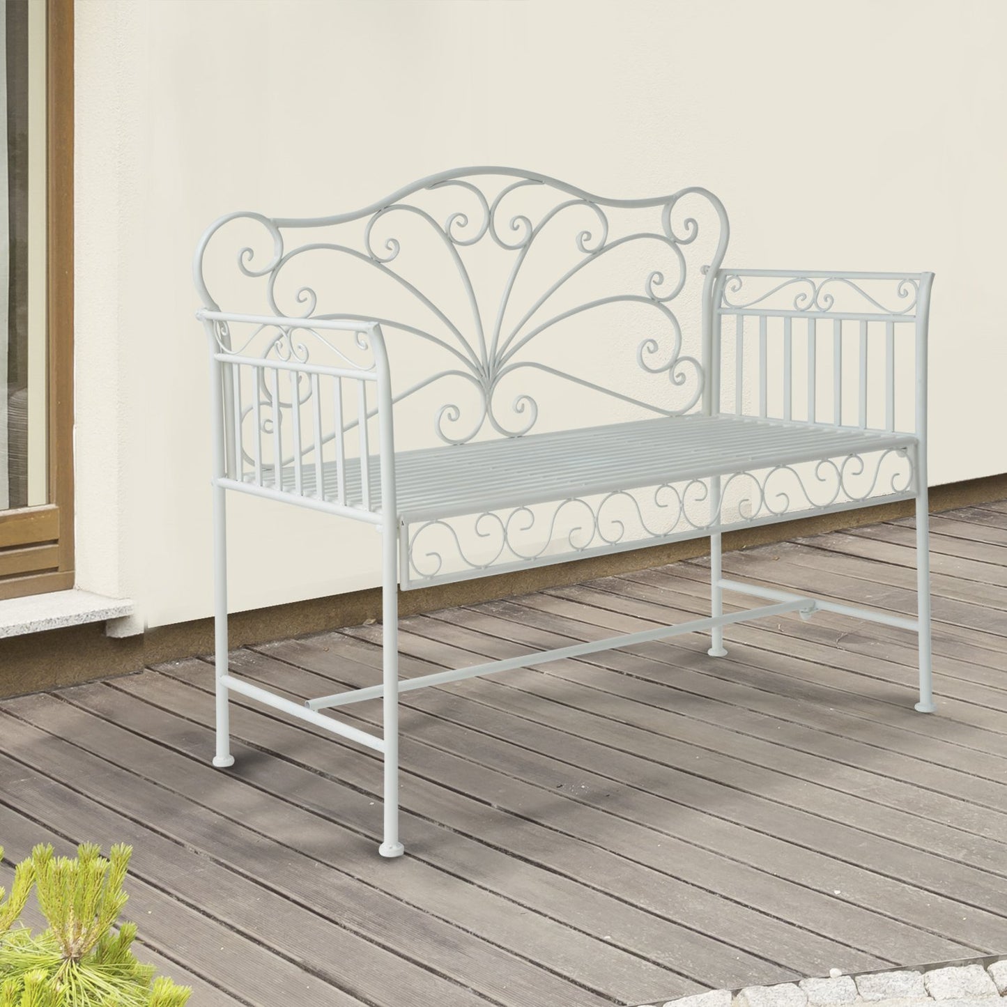 Outsunny Heavy-Duty Bench-White