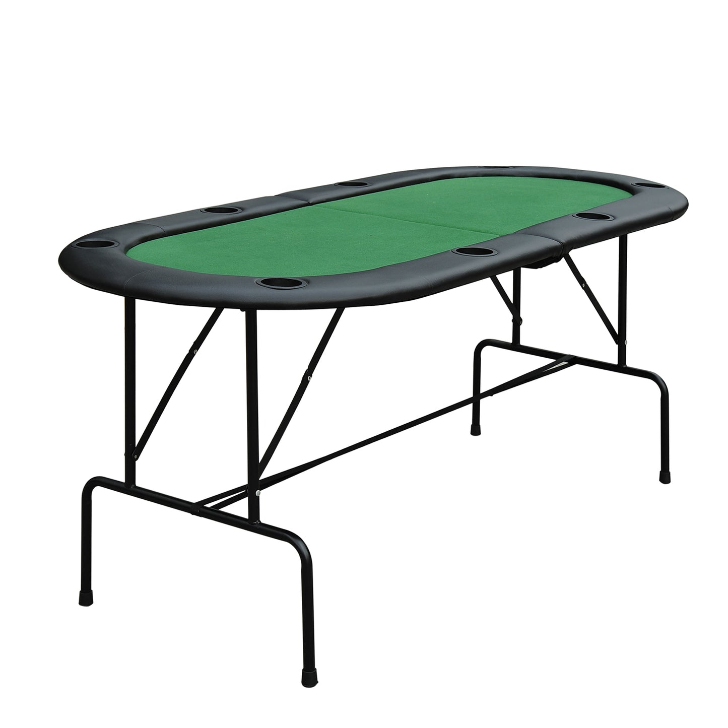 HOMCOM Poker Table 1.85m Folding Top for 8 Players Casino with Chip Trays Drink Holders
