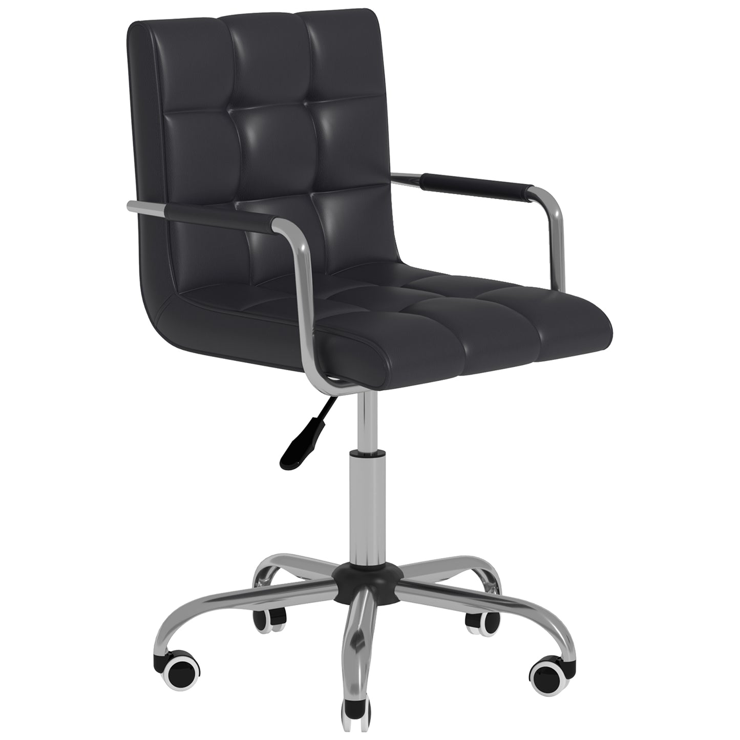HOMCOM PU Leather Computer Chair, Adjustable Height-Black