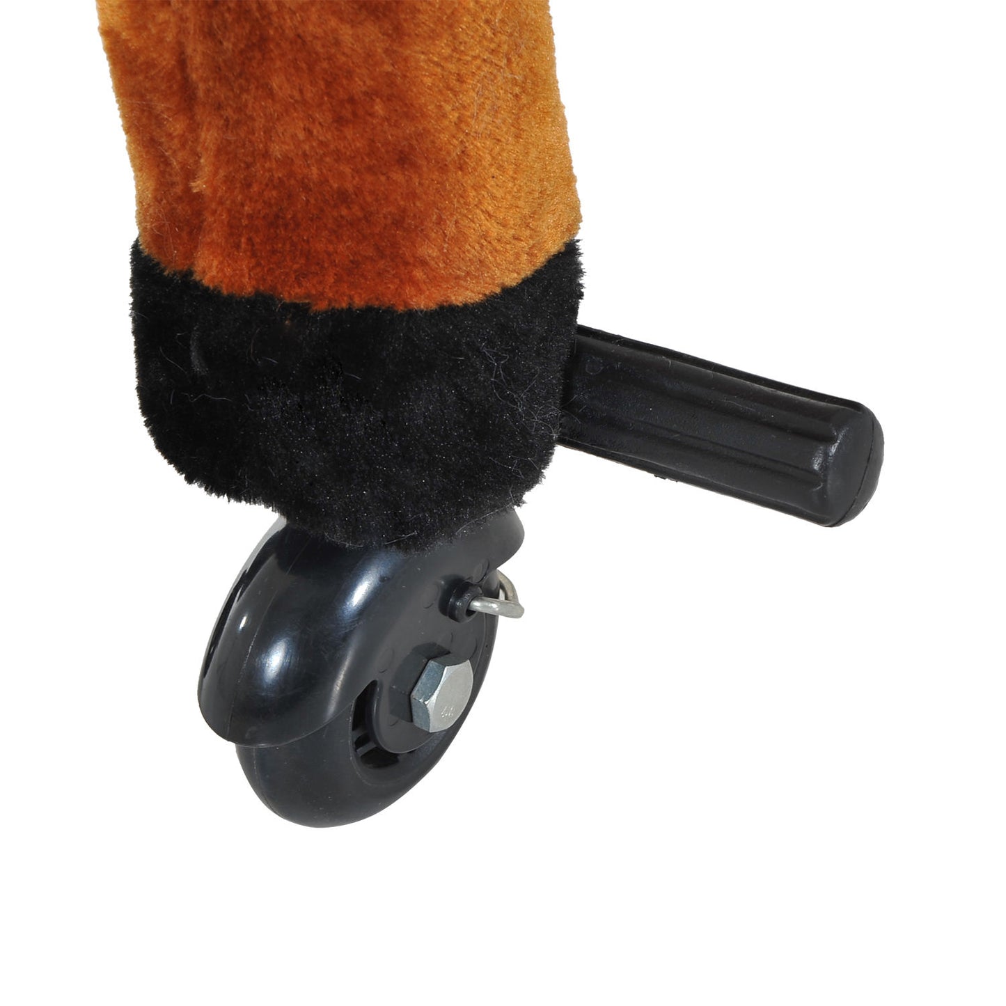 HOMCOM Rocking Horse W/ Rolling Wheels and Sound-Brown