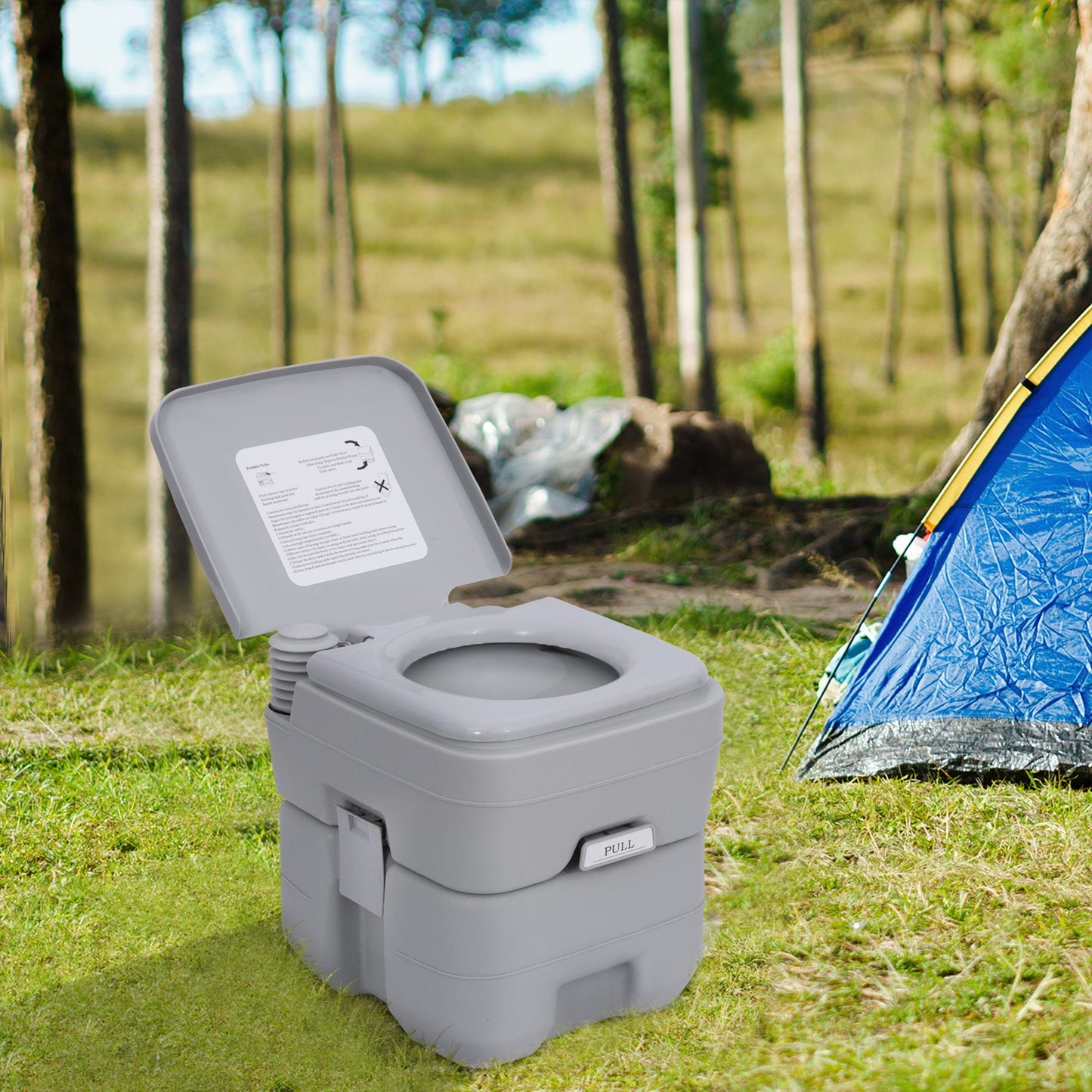 HOMCOM Portable Camping Toilet Potty Mobile Toilet-Grey