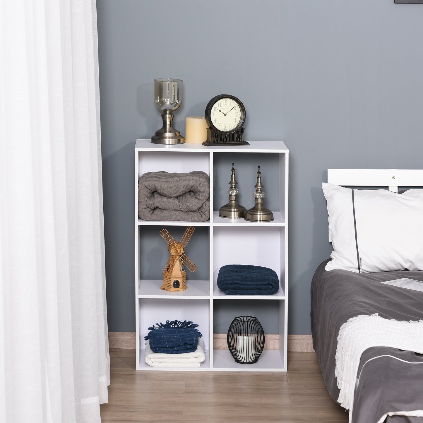 HOMCOM 6 Cubes Shelving Cabinet, Particle Board-White