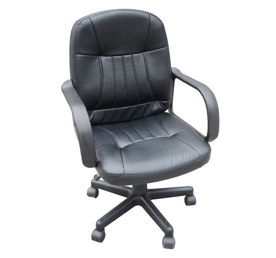 HOMCOM PU Leather 360 Swivel Home Office Chair with Armrest Black