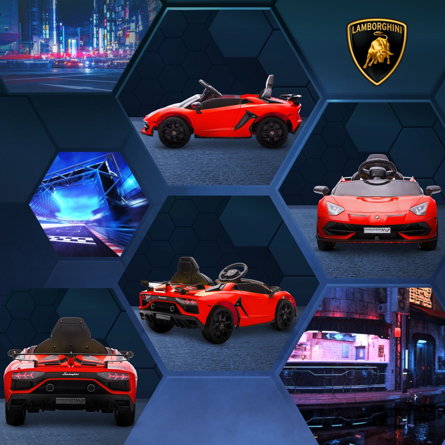 HOMCOM Lamborghini Licensed 12V kids Electric Car w/ Butterfly Doors Remote Music Horn Suspension Red