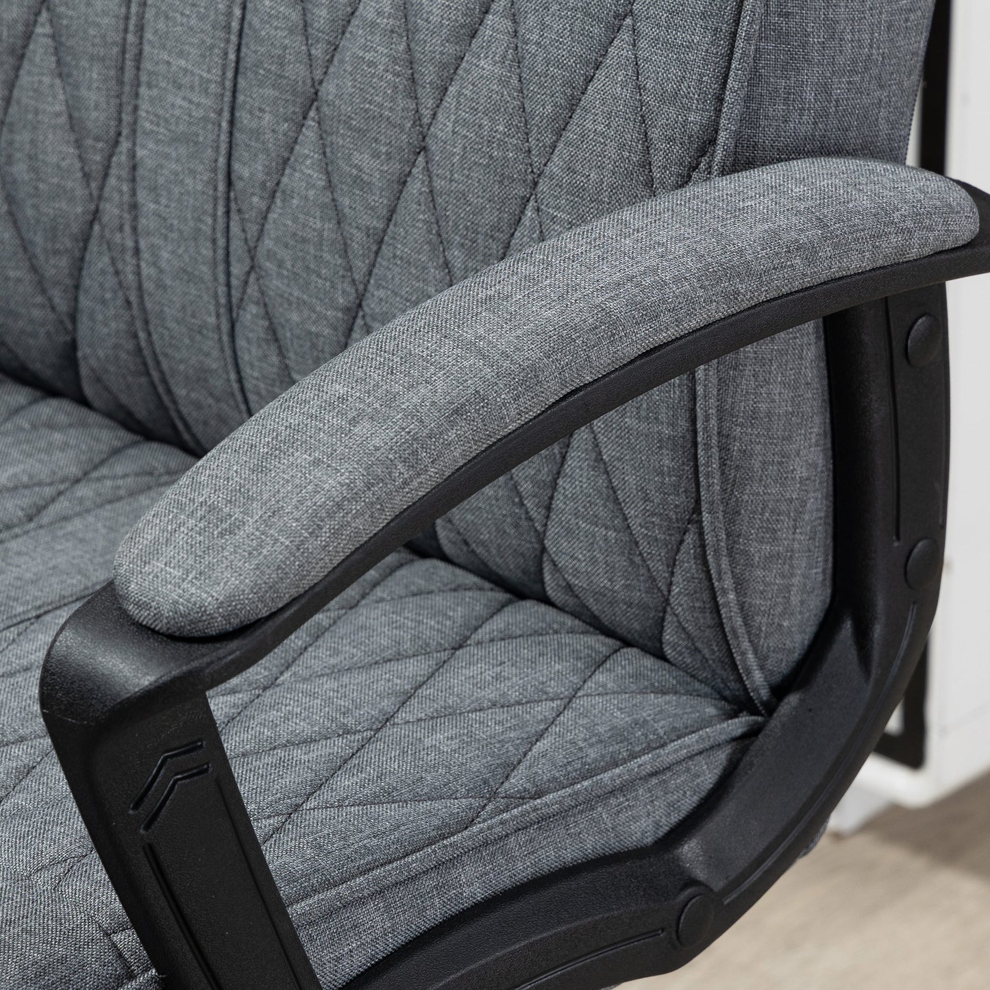 Vinsetto High-Back Home Office Chair, Linen Swivel Computer Chair with Adjustable Height Dark Grey