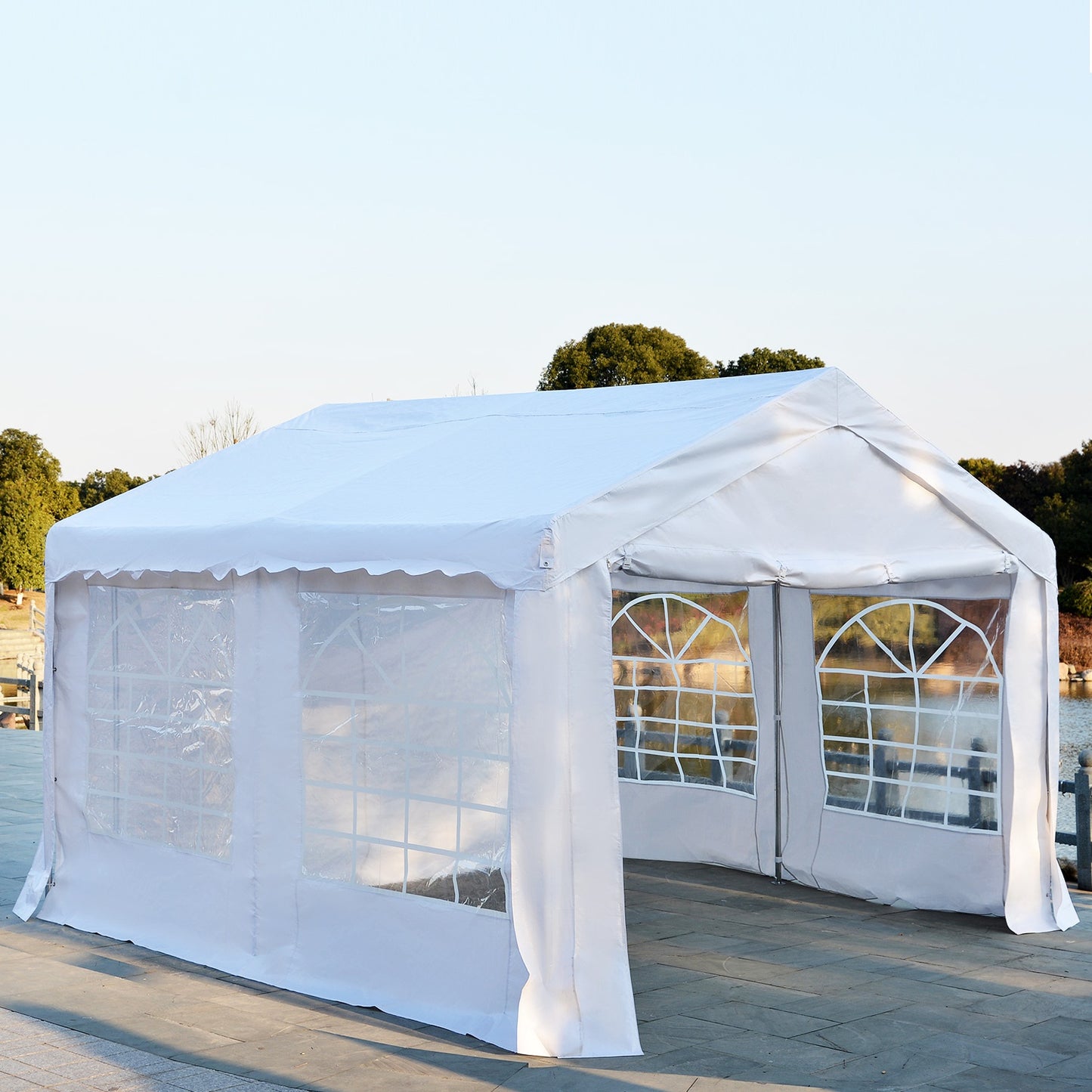 Outsunny Gazebo Marquee Party Tent, Steel Frame, 4x4 m-White