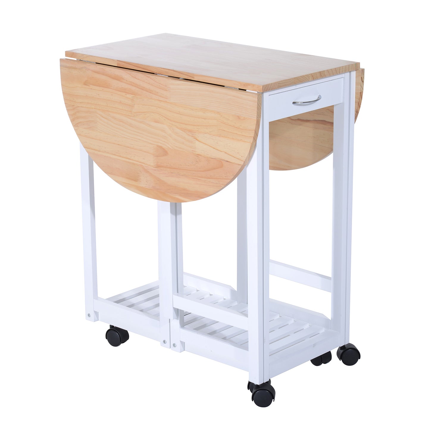HOMCOM Pine Wood 3-Piece Compact Folding Dining Table with Stools White