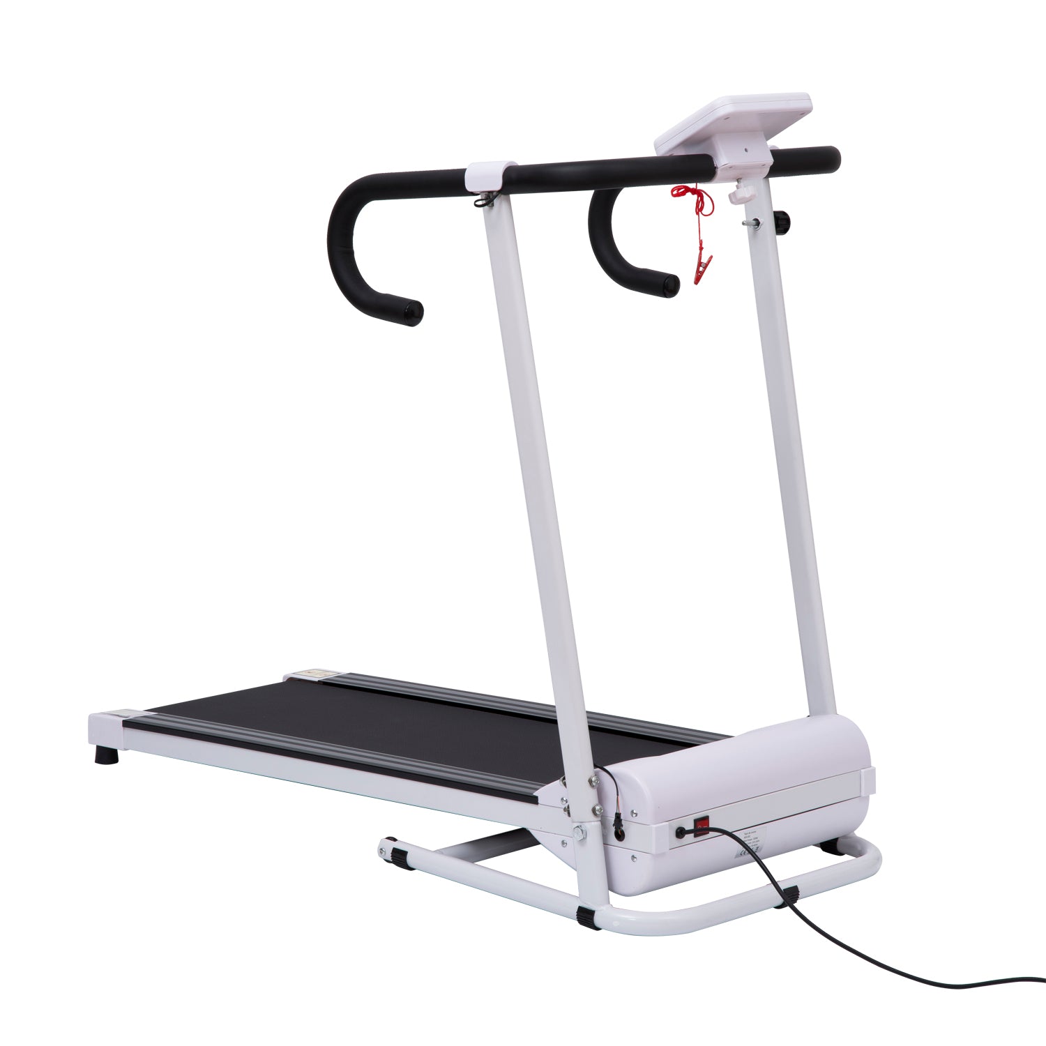 HOMCOM Steel Folding Motorized Home Treadmill w/ LCD Monitor White