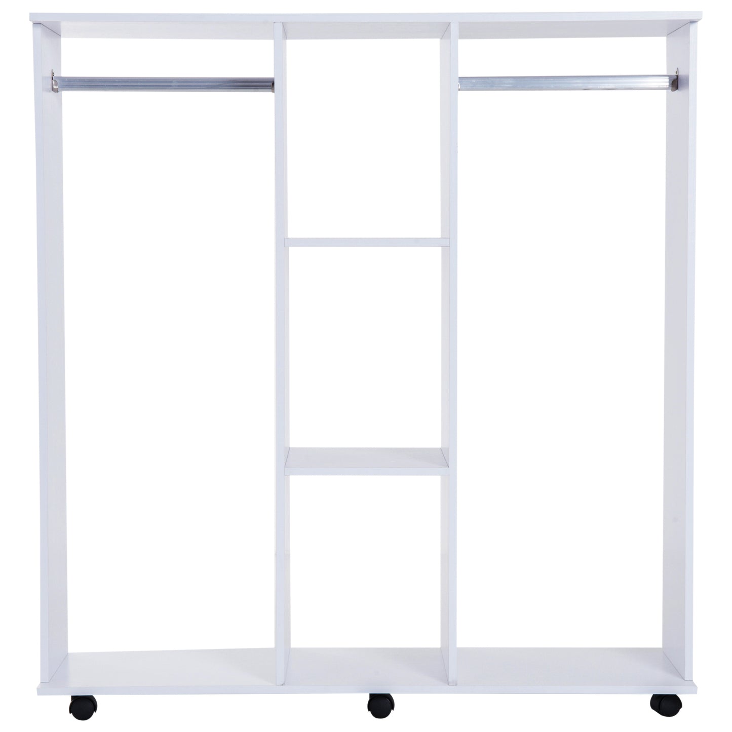 HOMCOM Mobile Open Wardrobe W/6 Wheels-White