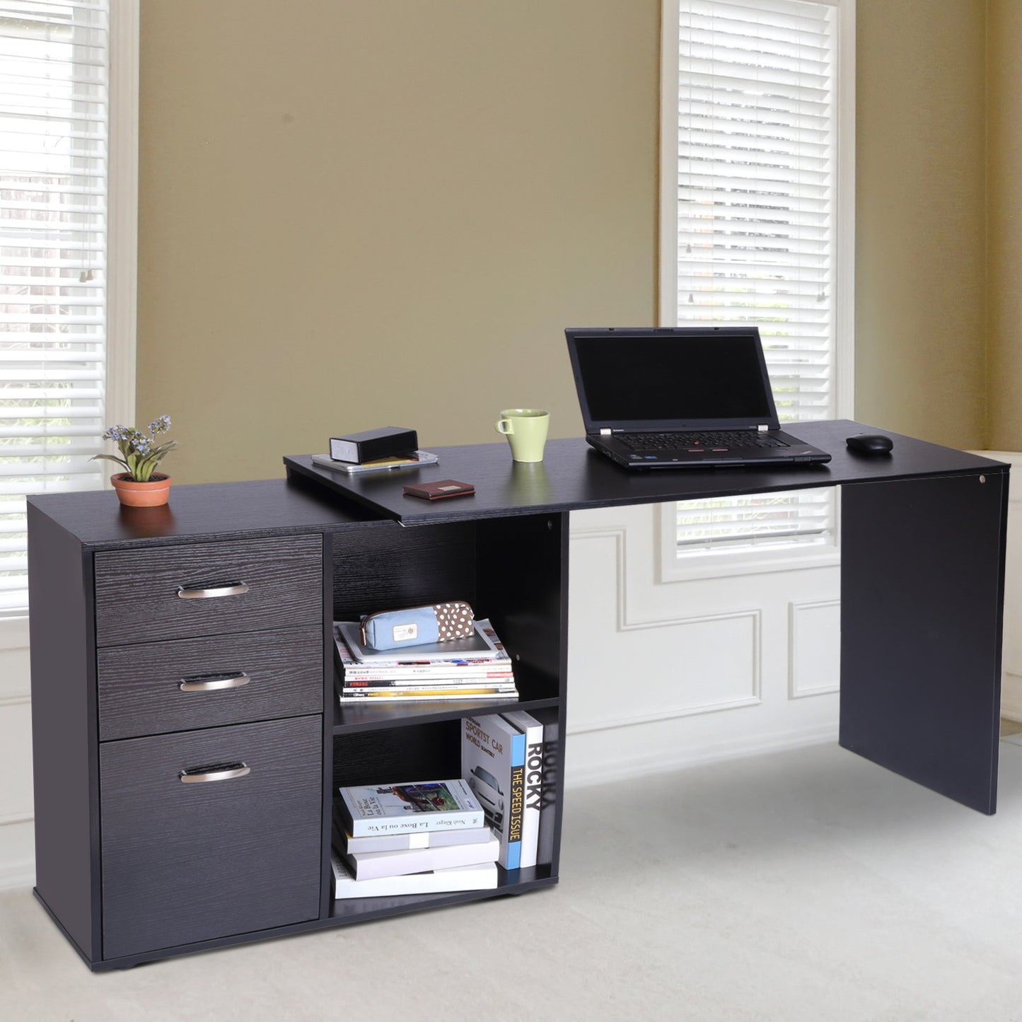HOMCOM Computer Desk, L Shape-Black