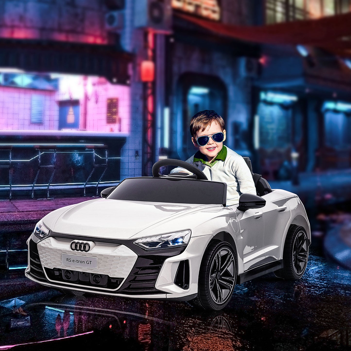 HOMCOM Audi Licensed Kids Electric Ride On Car with Parental Remote Control, White
