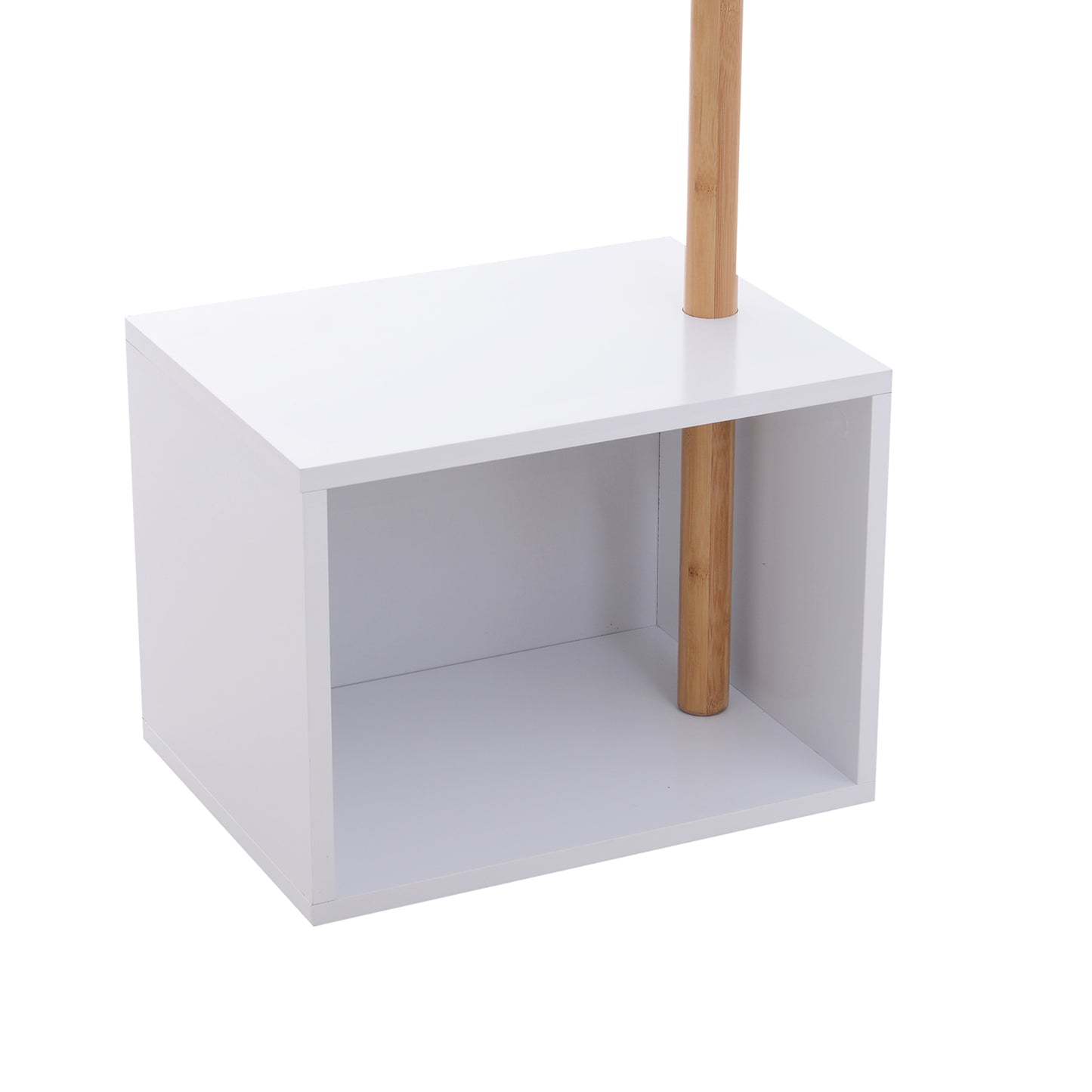 HOMCOM Coat Rack Storage Bench, 40Lx30Wx180H cm, Bamboo MDF-White and Natural Wood Colour