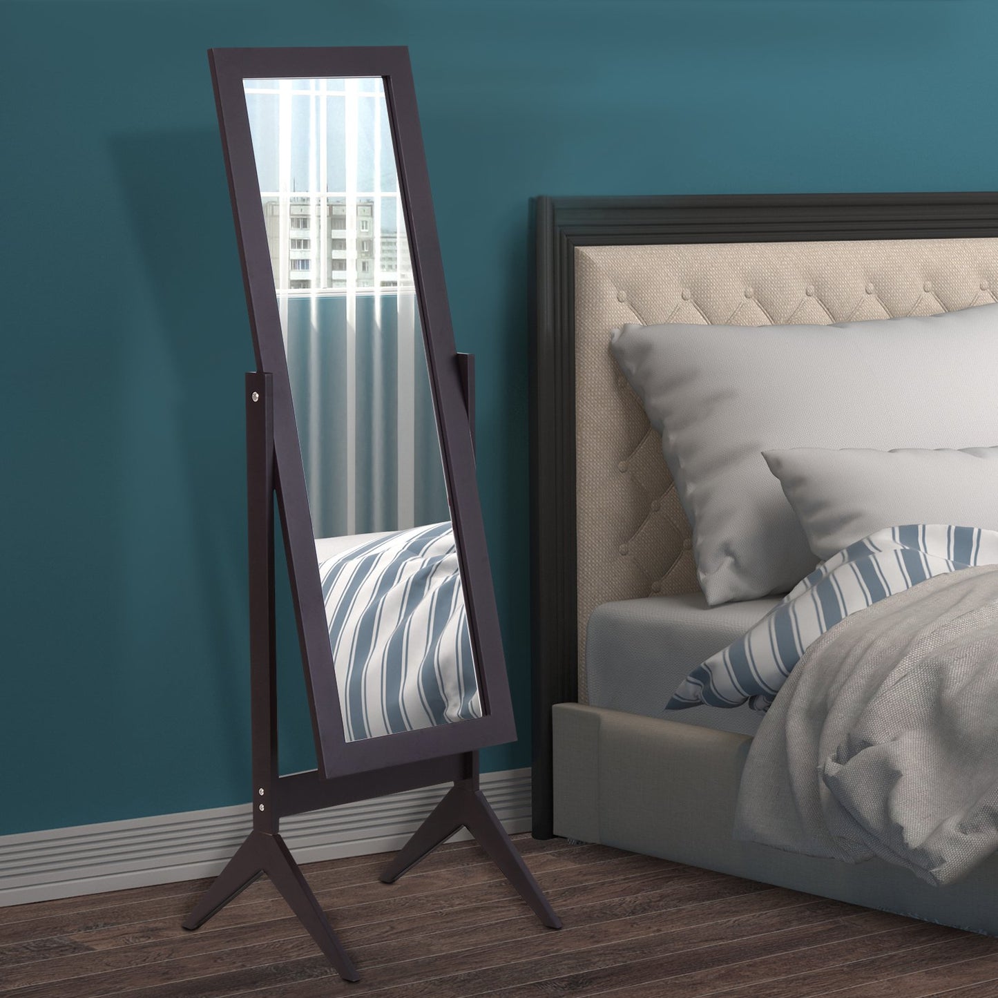HOMCOM Tall Freestanding Dressing Mirror w/Adjustable Tilt Brown