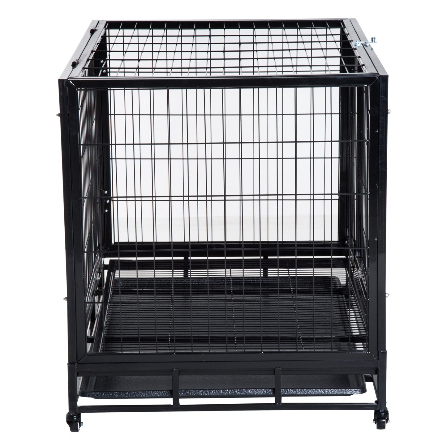 Pawhut Metal Kennel Cage W/Wheels and Crate Tray, 109Lx76Wx87H cm
