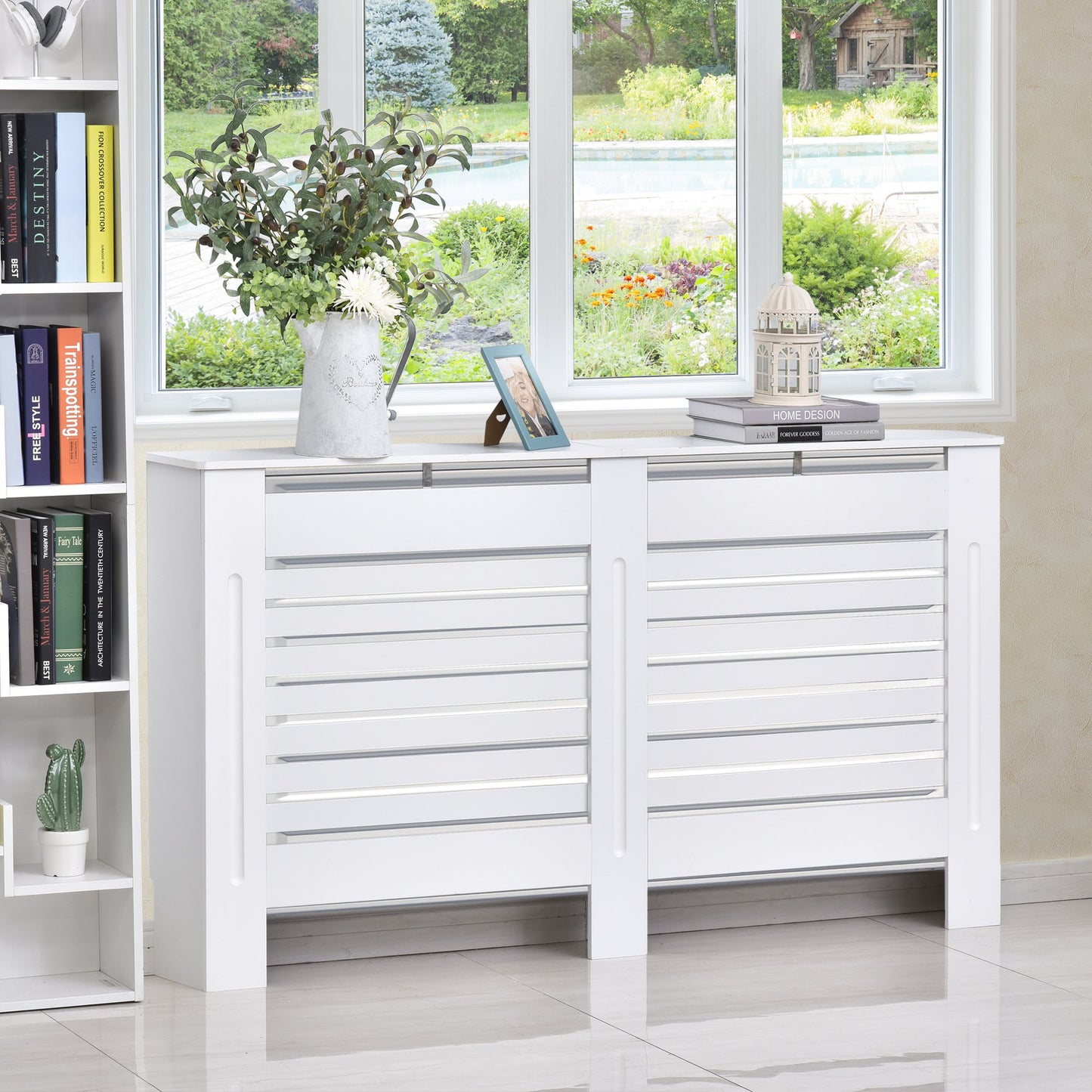 HOMCOM 152Lx19Wx81H cm MDF Radiator Cover-White