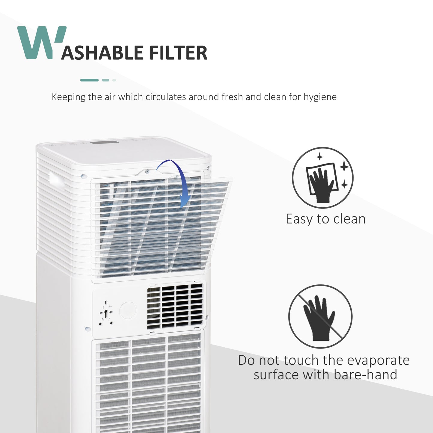 HOMCOM 7000 BTU 4-In-1 Compact Portable Mobile Air Conditioner Unit Cooling Dehumidifying Ventilating w/ Fan Remote LED Display 24 Hr Timer Auto Shut Down Home Office Summer