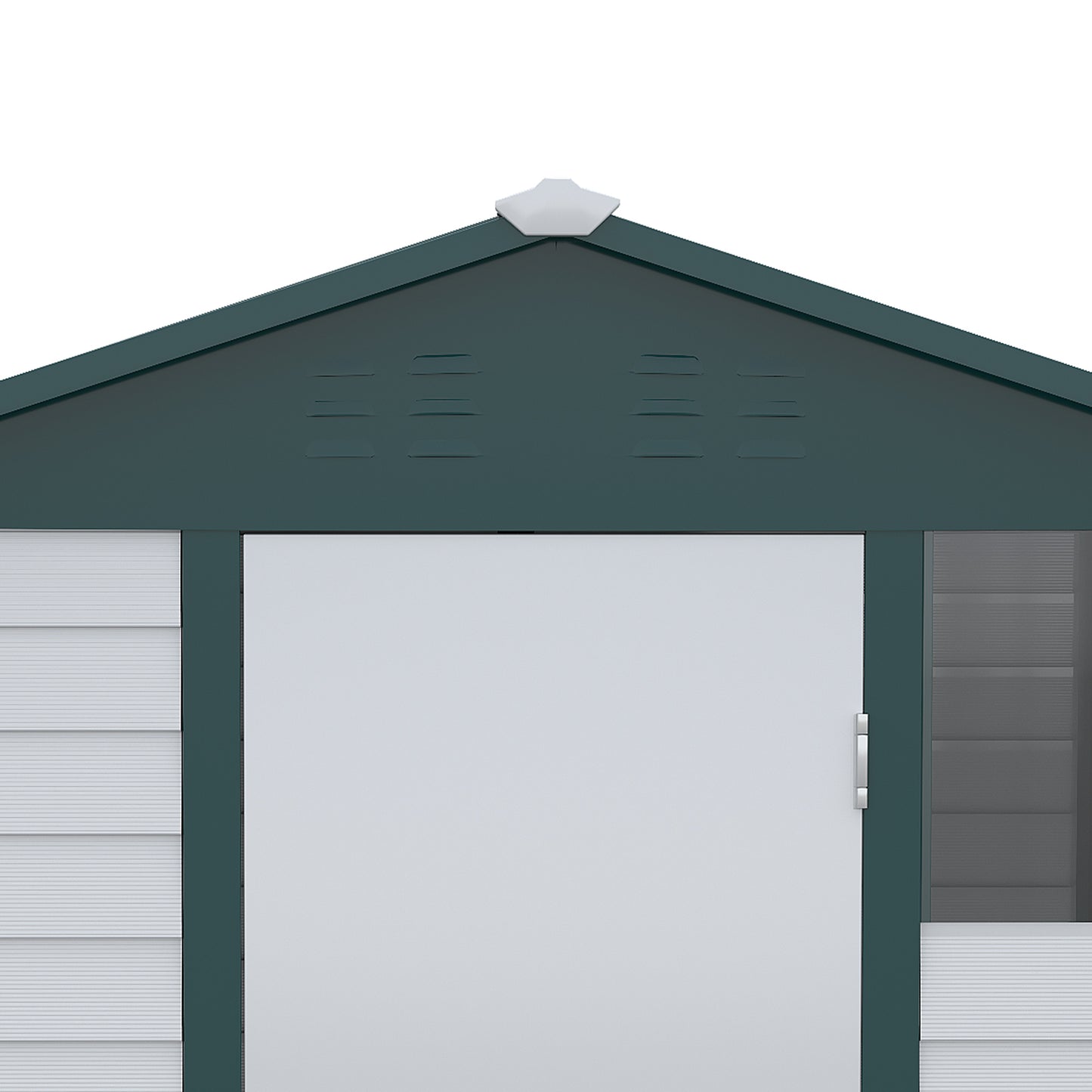 Outsunny 9FT x 6FT Galvanized Metal Garden Shed, Outdoor Storage Shed with Sloped Roof, Lockable Door, Tool Storage Shed for Backyard, Patio, Lawn, White
