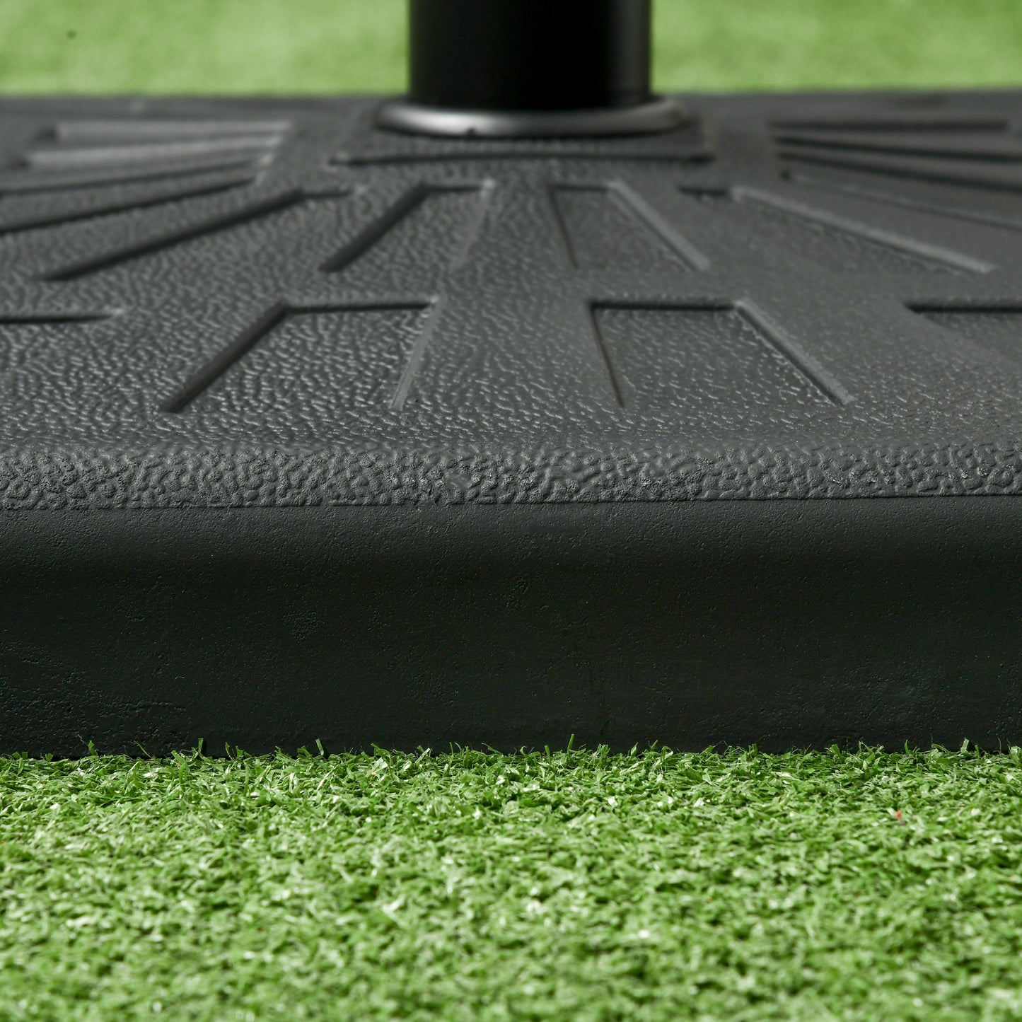 Outsunny 19kg Resin Garden Parasol Base Holder, Square Outdoor Market Umbrella Stand Weight for Poles of Φ32mm, Φ38mm, and Φ48mm, Black