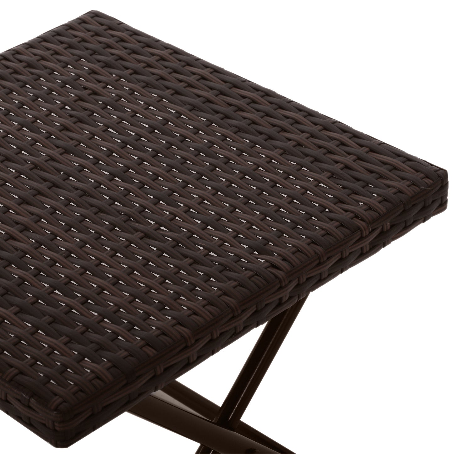 Outsunny Folding Square Rattan Coffee Table, Steel Frame, 40Lx40Wx40H cm-Brown