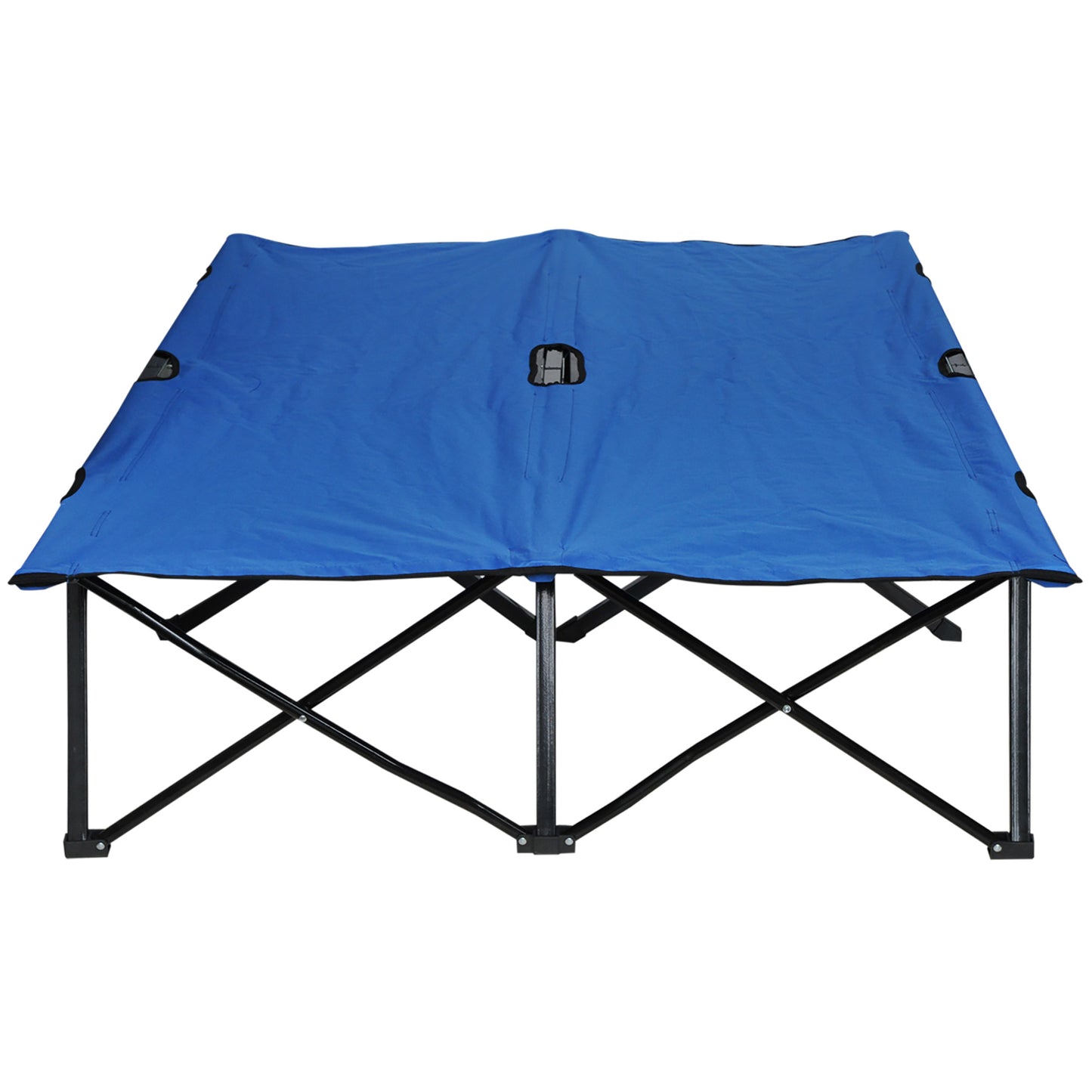 Outsunny Foldable Cot Bed 193Lx125Wx40H cm-Black/Blue