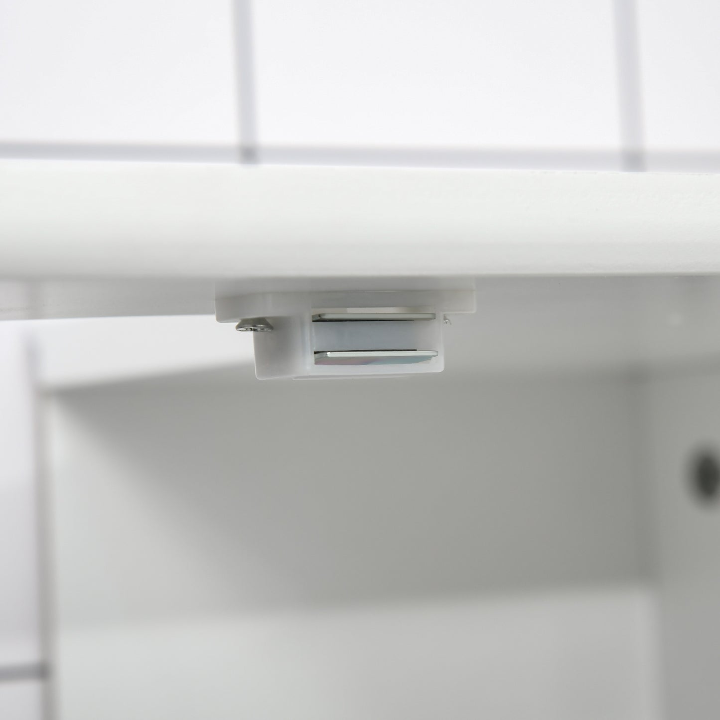 kleankin 60x60cm Under-Sink Storage Cabinet w/ Adjustable Shelf Handles Drain Hole Bathroom Cabinet Space Saver Organizer White Handle