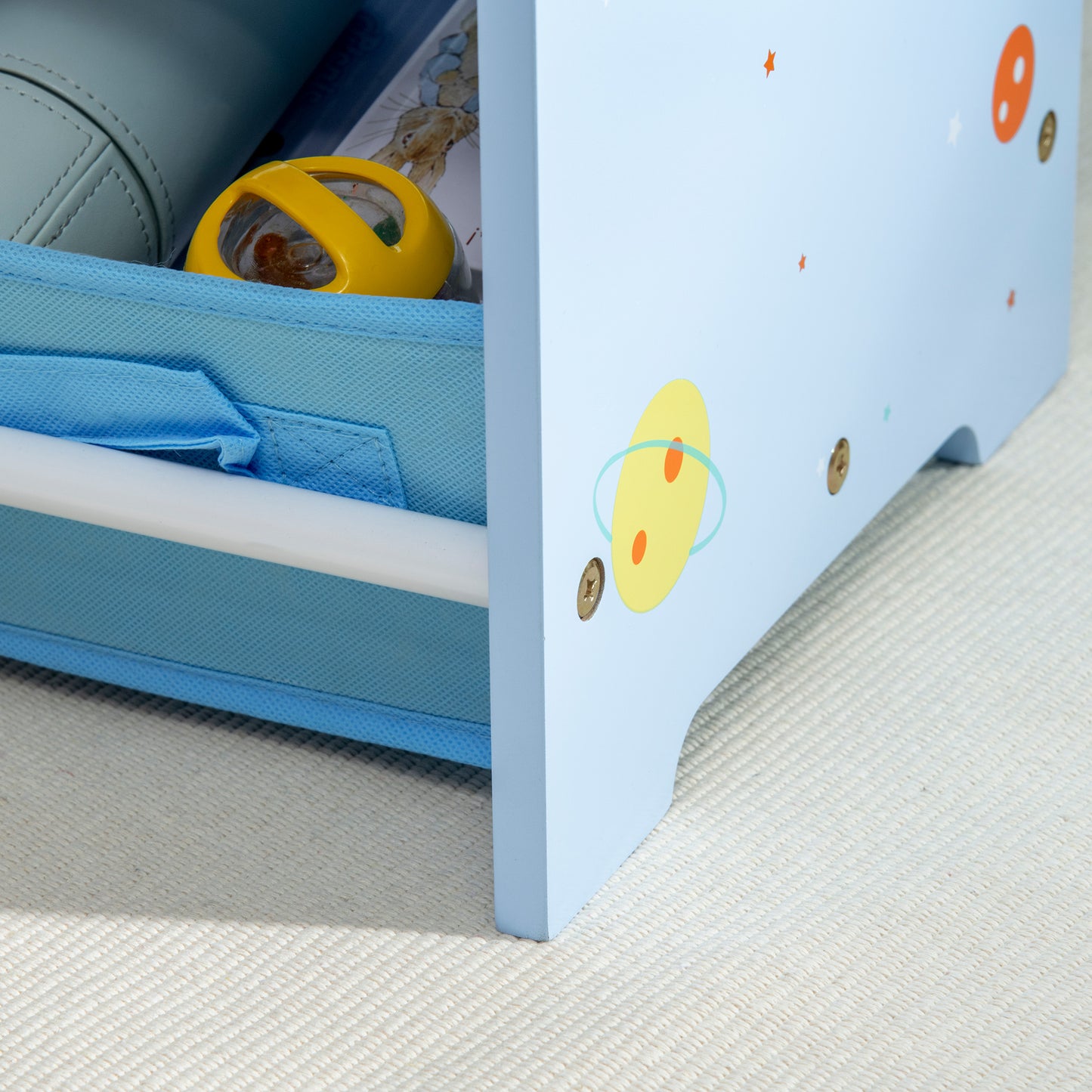 ZONEKIZ Kids Storage Unit with 9 Removable Storage Baskets, Toy Box Organiser with Shelf, Book Shelf for Nursery Playroom, Blue