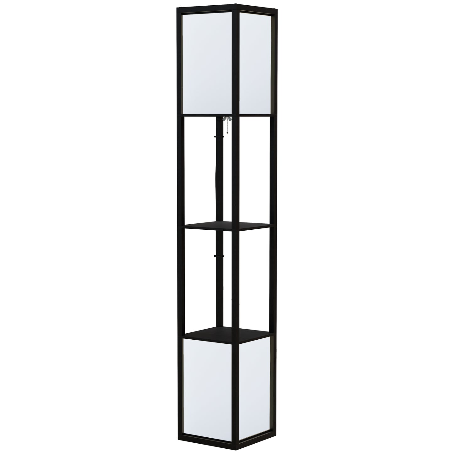 HOMCOM Modern Shelf Floor Lamp with Dual Ambient Light Standing Lamp Living Room Bedroom 156cm Black
