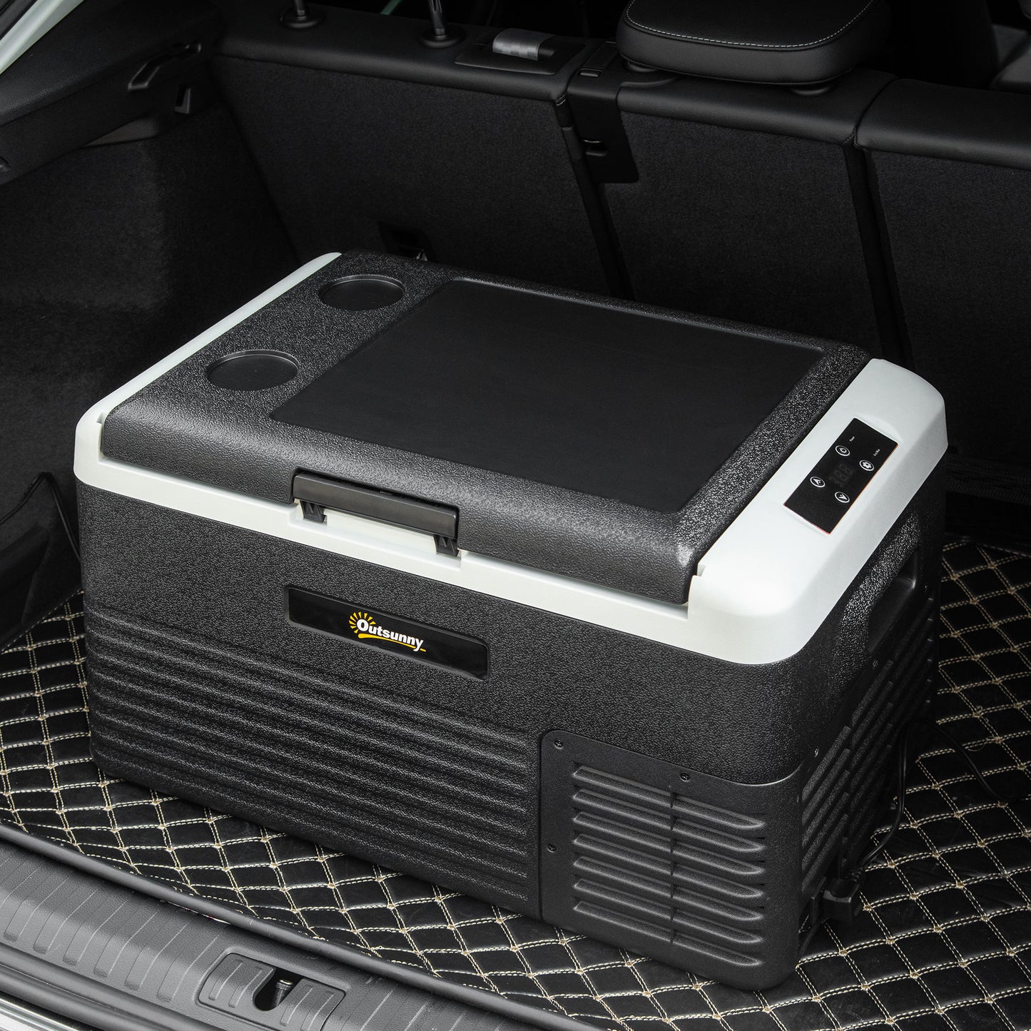 Outsunny 30L Car Refrigerator, Portable Compressor Car Fridge Freezer, Electric Cooler Box with 12/24V DC and 110-240V AC for Camping, Driving, Picnic, Down to -20°c