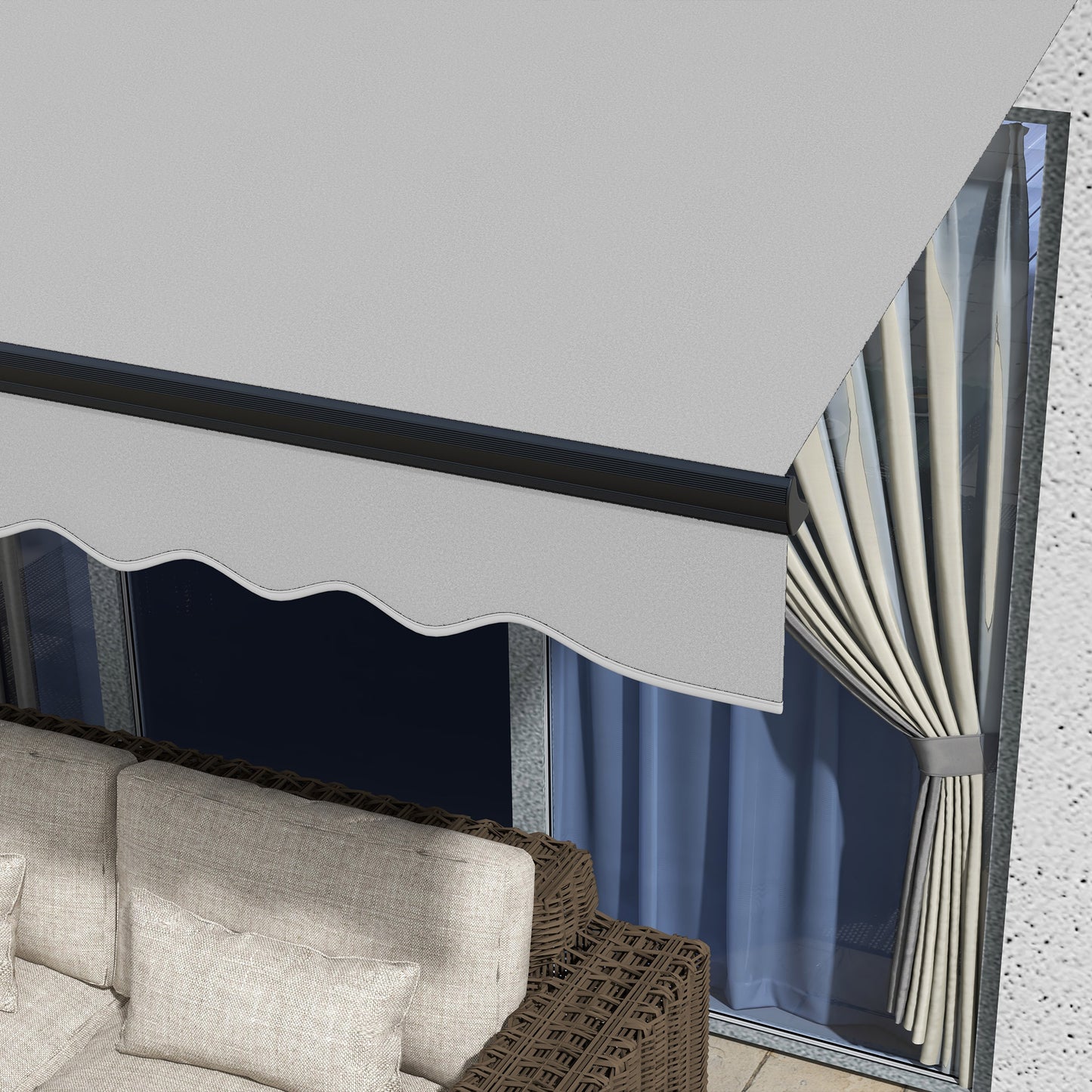 Outsunny 3 x 2m Aluminium Frame Electric Awning, Retractable Awning Sun Canopies for Patio Door Window, Light Grey