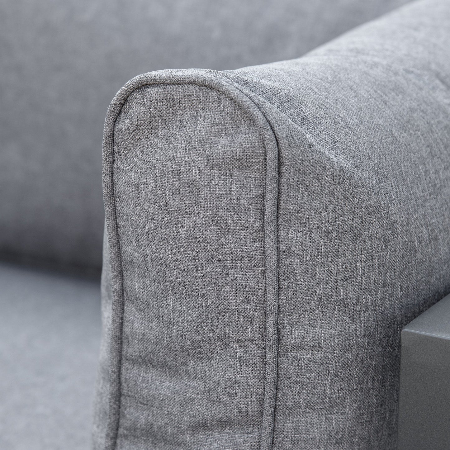 Outsunny Garden Daybed, 6 Piece Outdoor Sectional Sofa Set, Aluminum Patio Conversation Furniture Set with Coffee Table, Footstool and Cushions, Grey PC Daybed w/ Table