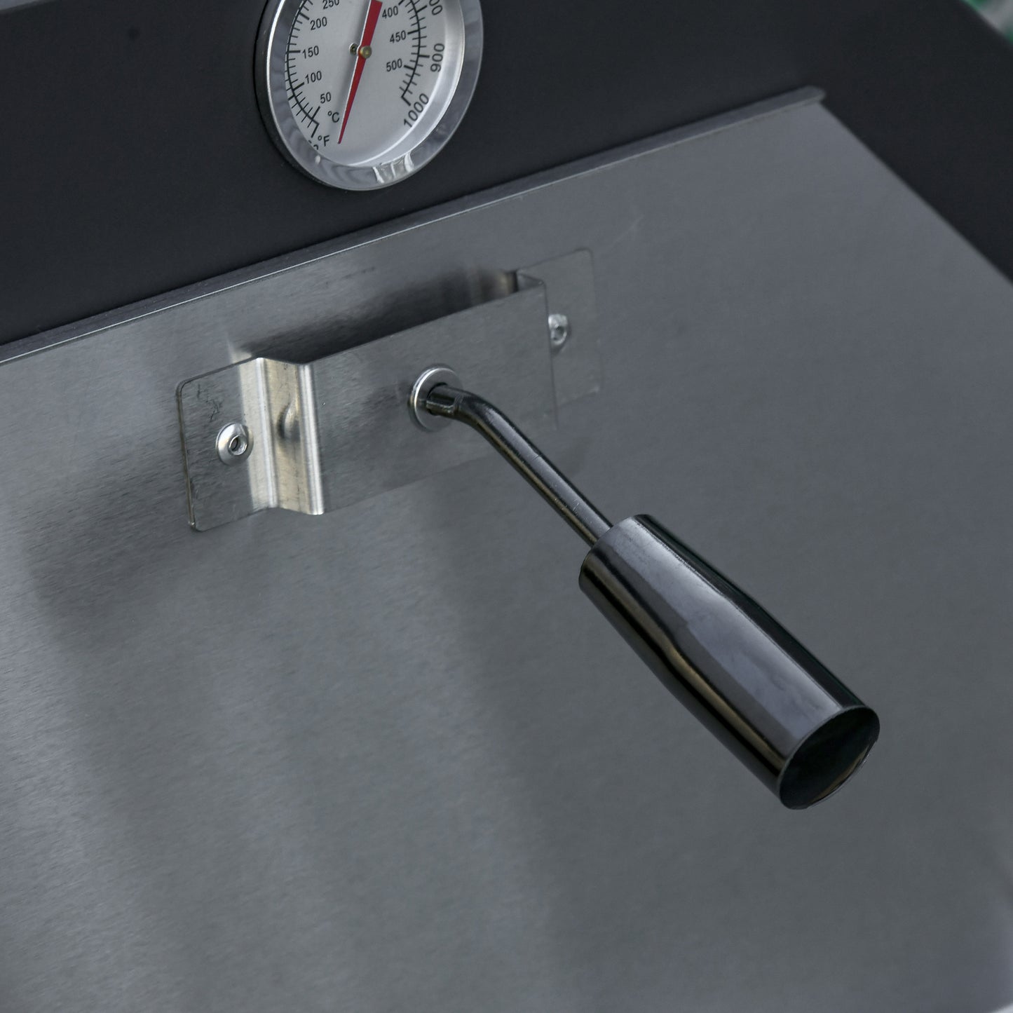 Outsunny Outdoor Garden Pizza Oven Charcoal BBQ Grill 3-Tier Freestanding w/Chimney, Mesh Shelf, Thermometer Handles, Wheels Garden Party Gathering Stainless Steel Cooker