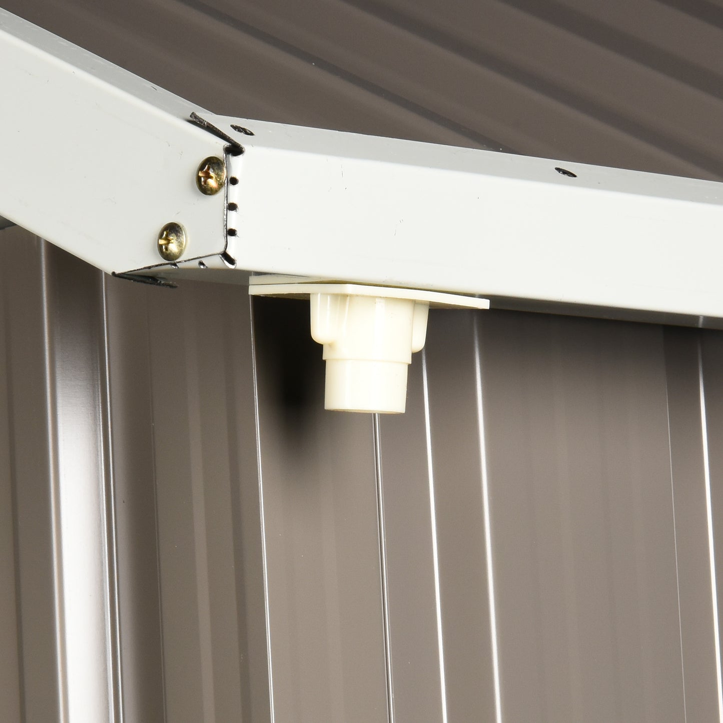 Outsunny 8 x 6 ft Galvanised Garden Shed Outsoor Metal Storage Shed with Double Doors Window Air Vents for Patio Lawn Grey