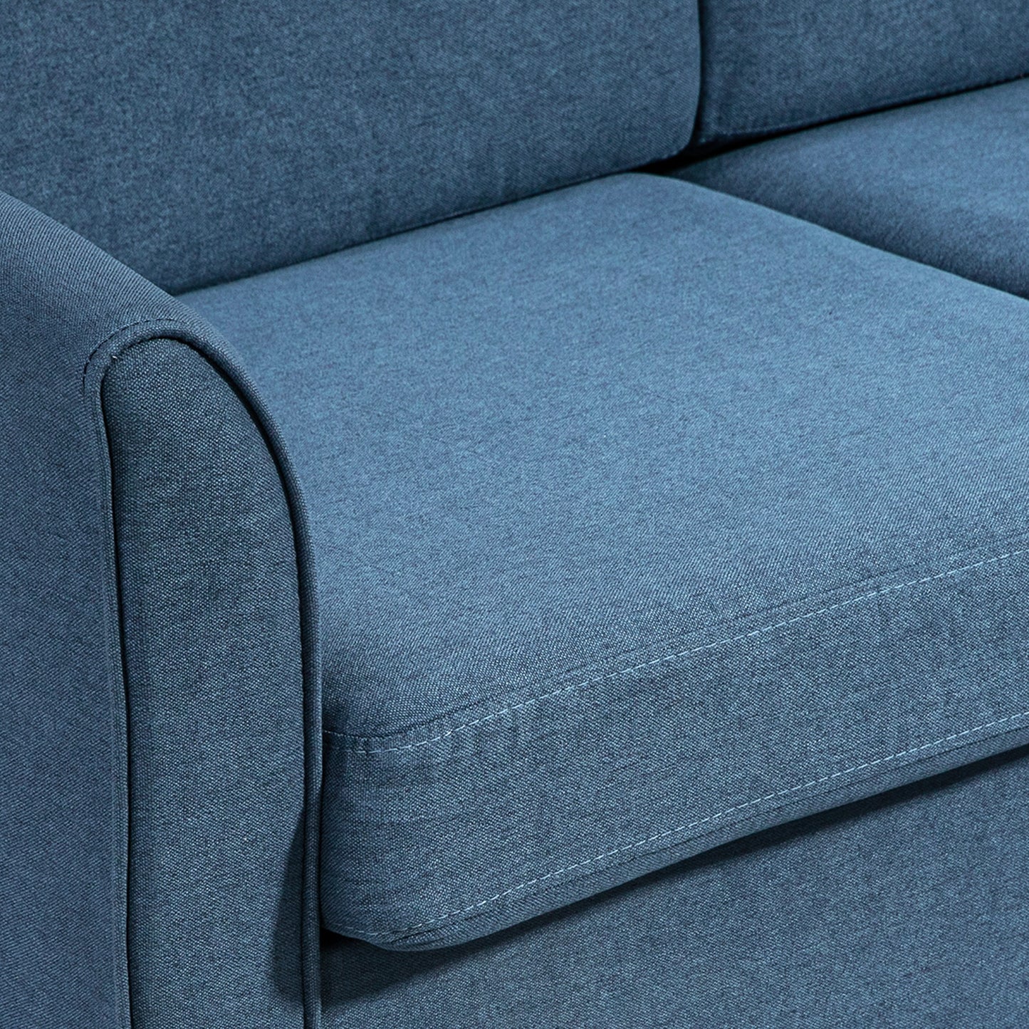 HOMCOM Compact Loveseat Sofa Modern 2 Seater Sofa for Living Room with Wood Legs and Armrests Blue