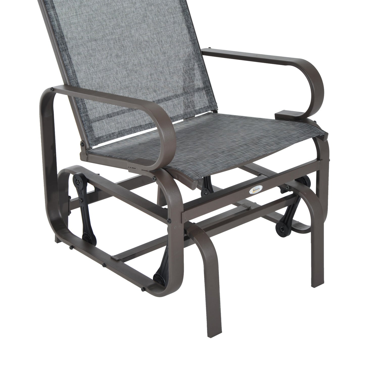 Outsunny Outdoor Gliding Rocking Chair with Sturdy Metal Frame Garden Comfortable Swing Chair, Grey