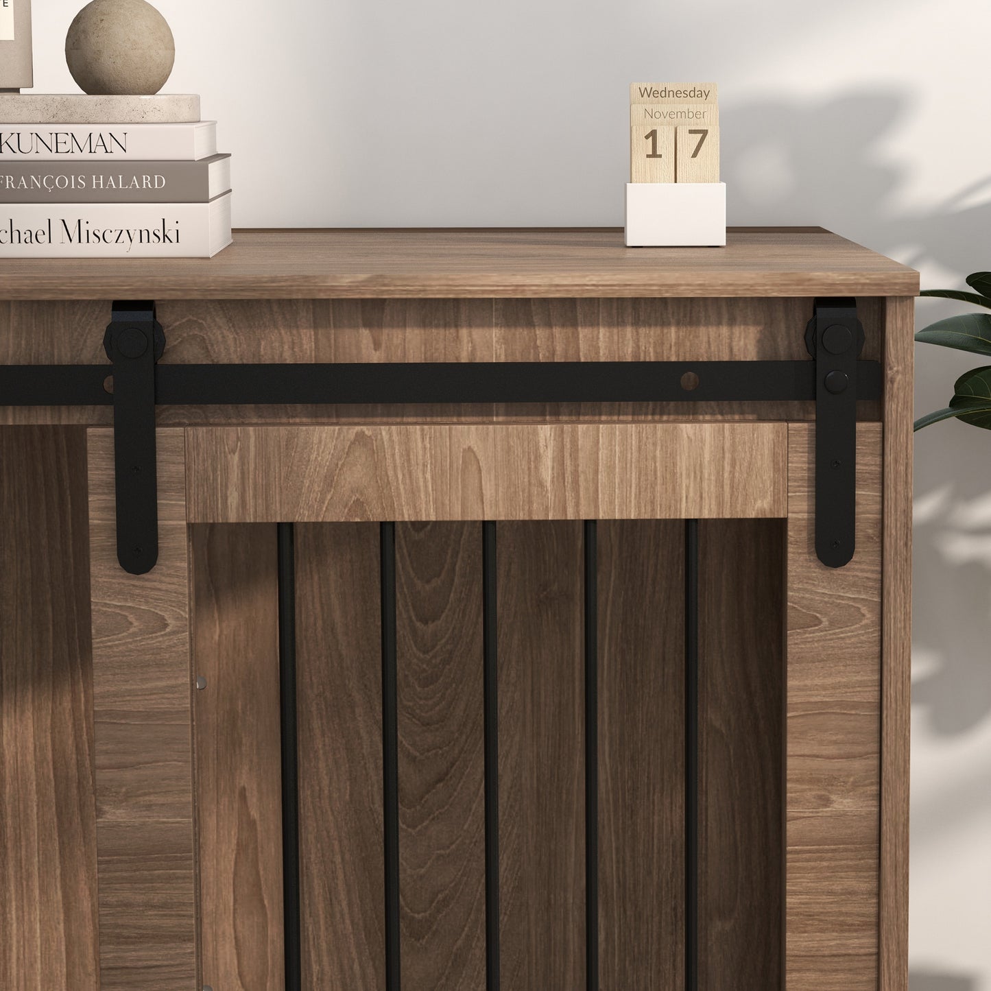 PawHut 100cm Dog Crate Furniture with Removable Cushion for Large Dogs Brown