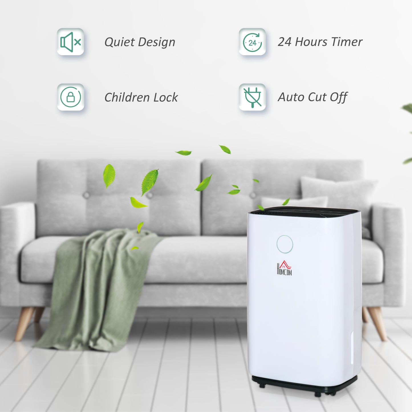HOMCOM 16L/Day 4000ML Portable Quiet Dehumidifier for Home Laundry Room Bedroom Basement, Electric Moisture Air De-Humidifier with 3 Modes