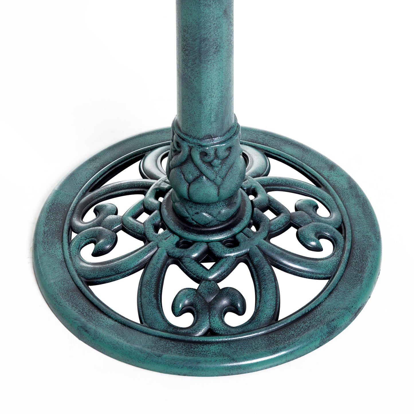 Outsunny Garden Bird Bath Outdoor Decrative Garden Feeder Stand with Scalloplike Pattern TimeWorn Finish 50cm Green