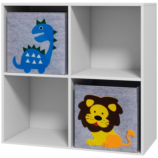 ZONEKIZ Kids Toy Box with Two NonWoven Fabric Drawers 61.8 x 29.9 x 61.8cm White