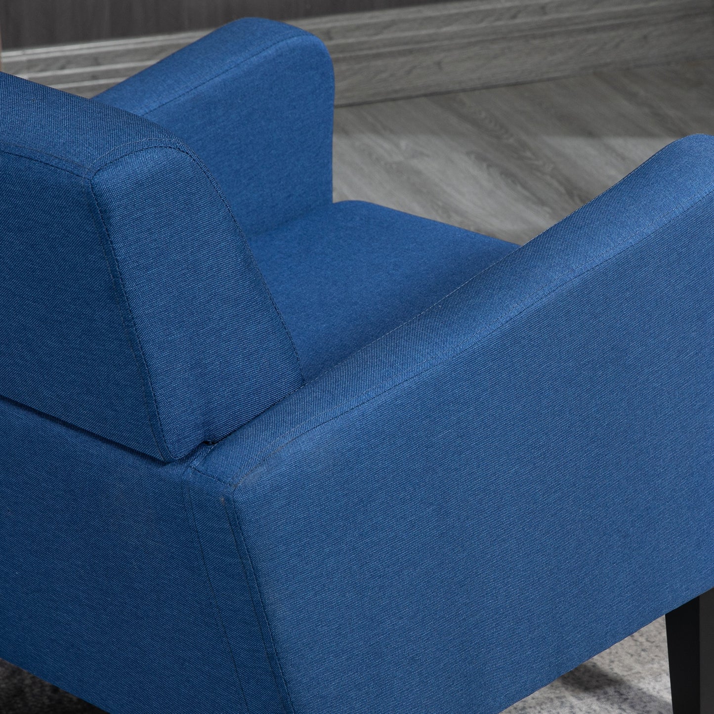 HOMCOM Modern Accent Chair Occasional Chair with Rubber Wood Legs for Living Room Bedroom Blue
