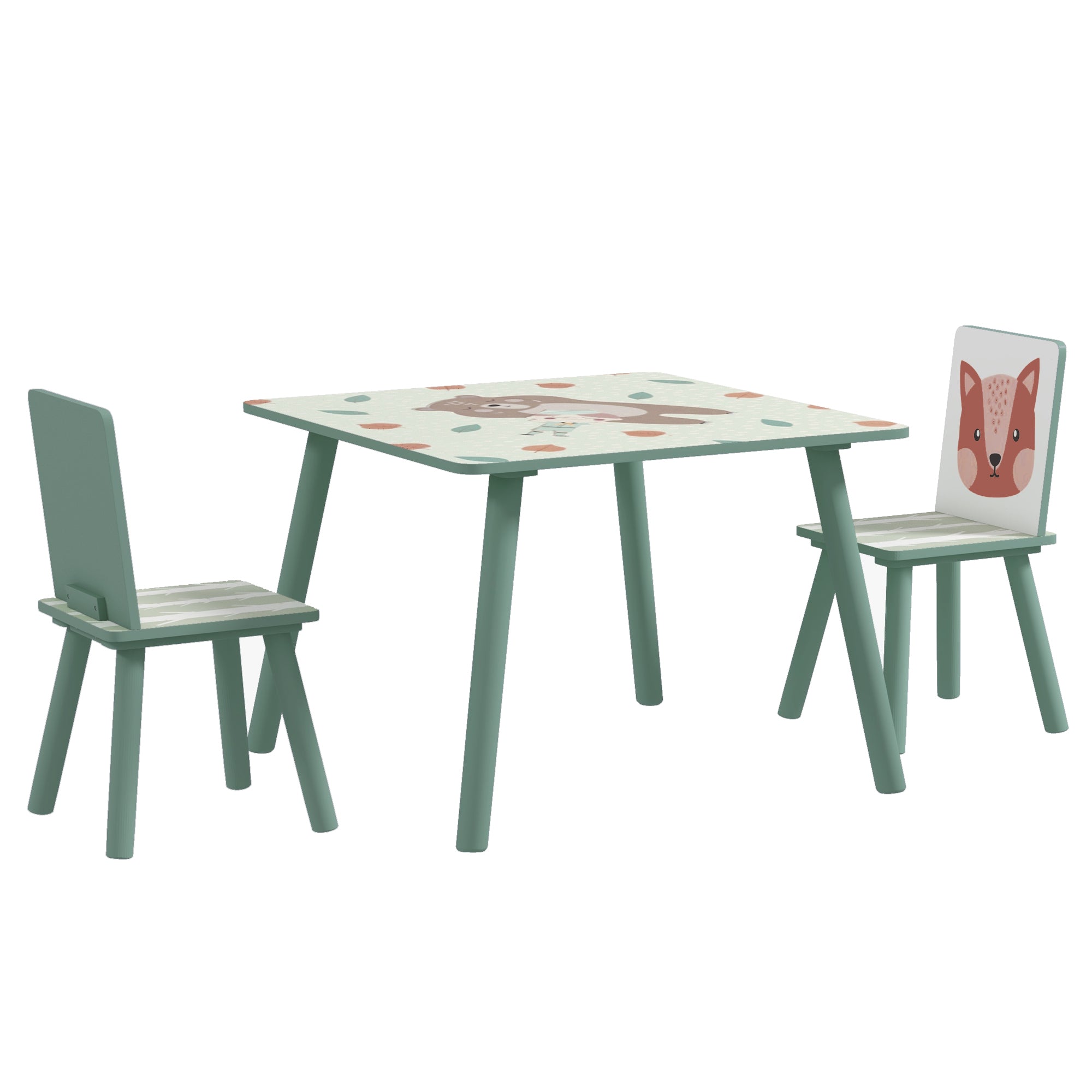 ZONEKIZ Kids and Table Chairs Children Desk with Two Chairs Toddler Fu ...