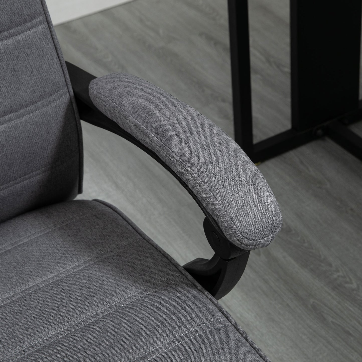 Vinsetto High-Back Home Office Chair, Linen Swivel Reclining Chair with Adjustable Height, Grey