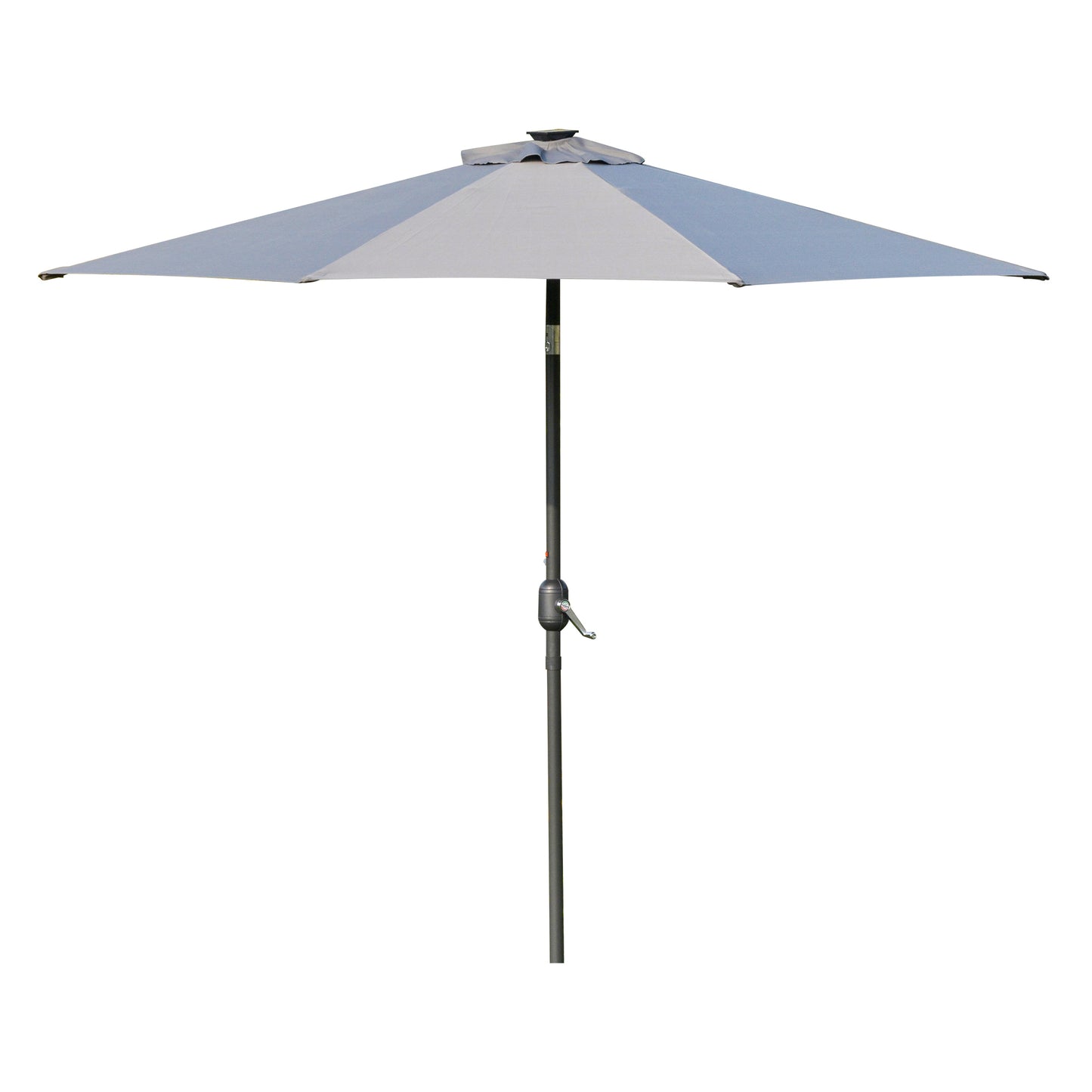 Outsunny 2.7m Patio LED Umbrella with Push Button Tilt/Crank 8 Ribs Sun Shade for Outdoor Table Market Umbrella Grey Rib Parasol