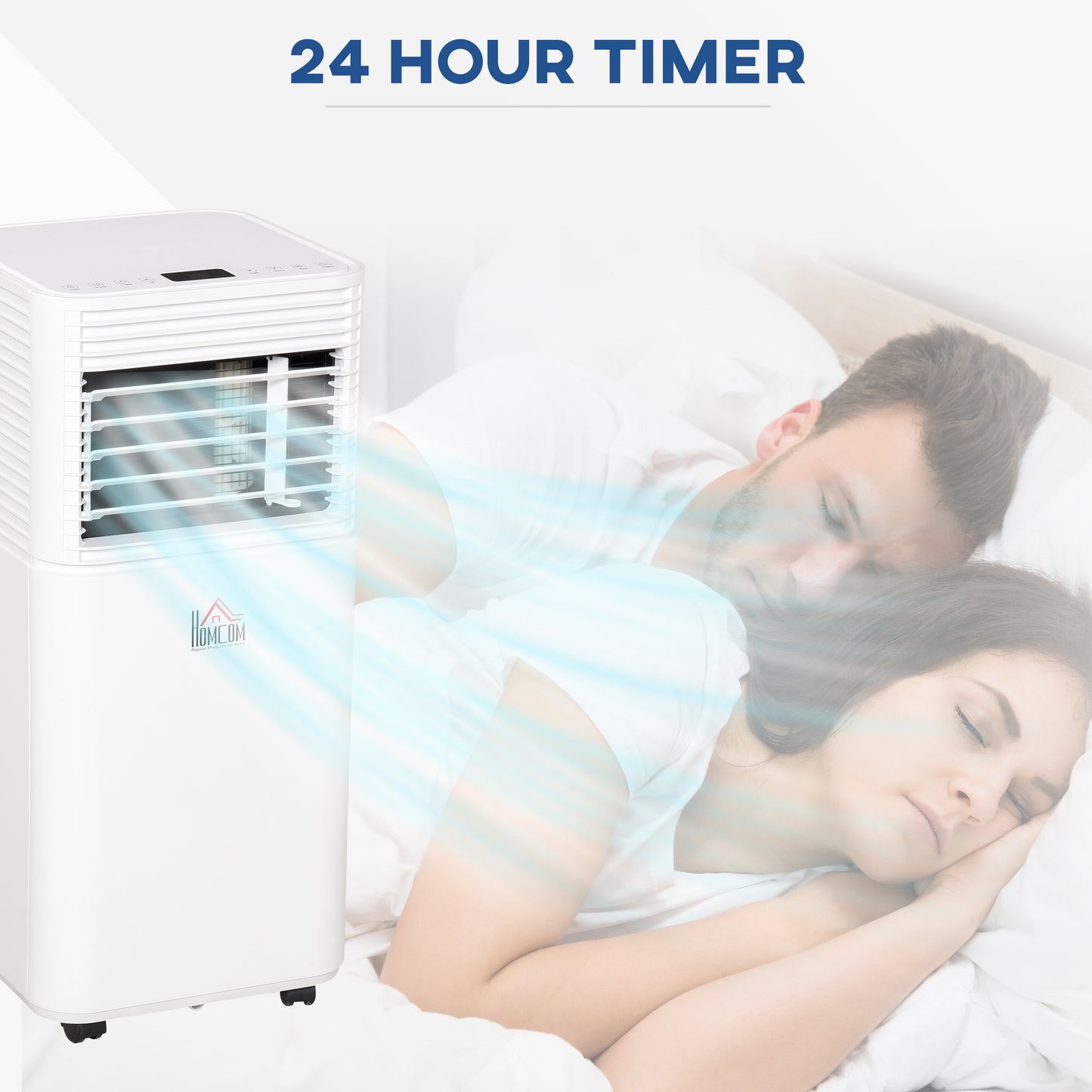 HOMCOM 9000 BTU 4-In-1 Compact Portable Mobile Air Conditioner Unit Cooling Dehumidifying Ventilating w/ Fan Remote LED Display 24 Hr Timer Auto Shut-Down Home Office Summer